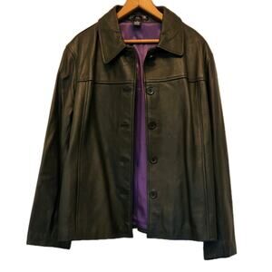 Vintage J.G Hook Jacket Women XLarge Black With Pockets Leather Lined Coat Y2K